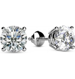 1/4-2 Carat Total Weight Round Diamond Stud Earrings 4 Prong Screw Back (F-G Color SI2-I1 Clarity) 2.0 Carat 14K White Gold $...