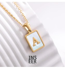 Initial Necklace for Women Men - Letter Pendant Jewelry Gift Ideas | 18K Gold Plated with Shell | Dainty Trendy Stuff | Name ...