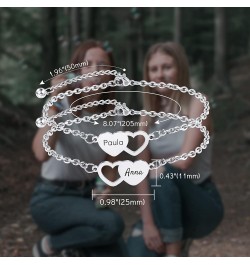 2～3 PCS Personalized Heart Shape Bracelets Set Customized 1～3 Names for Women Friendship BFF Bracelets for 2～3 Sisters 2-Silv...