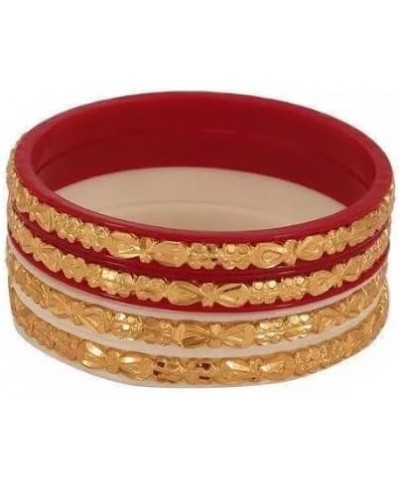 Meenakshi imitation Indian Traditional Women's Ethnic Gold-Plated Sakha Pola Bangles Set of 4 Red 2.2 $14.21 Bracelets