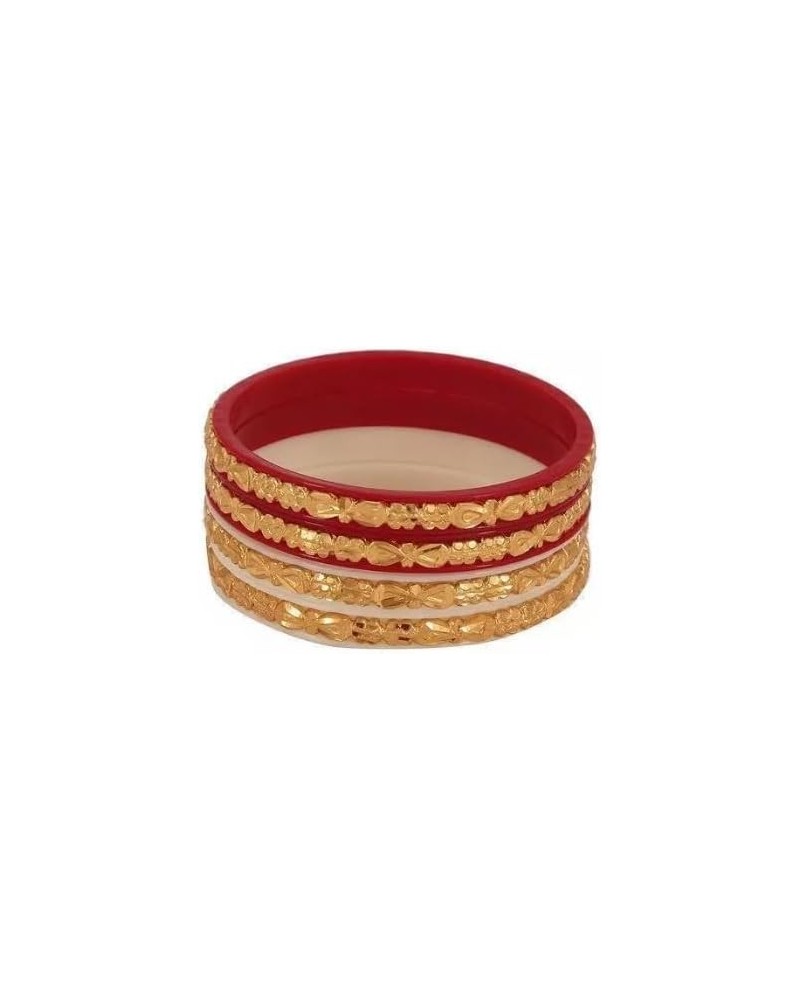 Meenakshi imitation Indian Traditional Women's Ethnic Gold-Plated Sakha Pola Bangles Set of 4 Red 2.2 $14.21 Bracelets