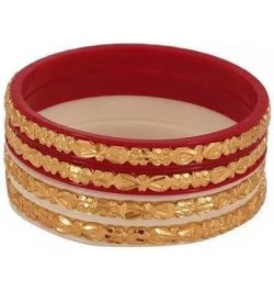 Meenakshi imitation Indian Traditional Women's Ethnic Gold-Plated Sakha Pola Bangles Set of 4 Red 2.2 $14.21 Bracelets