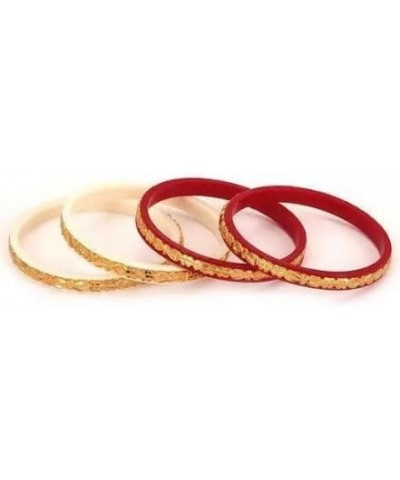 Meenakshi imitation Indian Traditional Women's Ethnic Gold-Plated Sakha Pola Bangles Set of 4 Red 2.2 $14.21 Bracelets