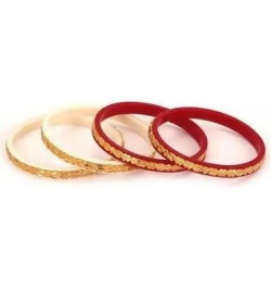 Meenakshi imitation Indian Traditional Women's Ethnic Gold-Plated Sakha Pola Bangles Set of 4 Red 2.2 $14.21 Bracelets