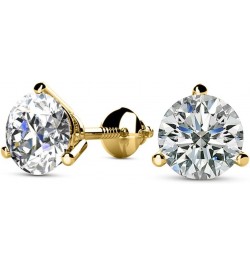 1/4-2 Carat Total Weight Round Diamond Stud Earrings 3 Prong Martini Screw Back (K-L Color I1-I2 Clarity) 0.71 Carat 14K Yell...