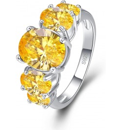 925 Silver Plated Ring Brilliant Oval Cut Citrine Wedding Engagement Ring for Women Size 8 US_10 Yellow $5.39 Rings