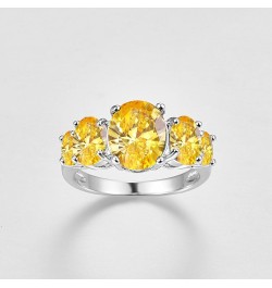 925 Silver Plated Ring Brilliant Oval Cut Citrine Wedding Engagement Ring for Women Size 8 US_10 Yellow $5.39 Rings