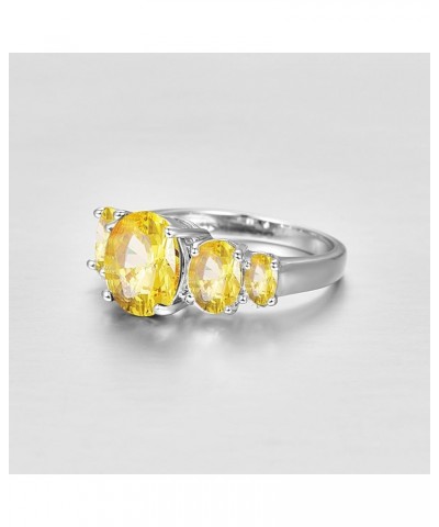 925 Silver Plated Ring Brilliant Oval Cut Citrine Wedding Engagement Ring for Women Size 8 US_10 Yellow $5.39 Rings