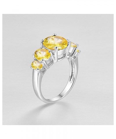 925 Silver Plated Ring Brilliant Oval Cut Citrine Wedding Engagement Ring for Women Size 8 US_10 Yellow $5.39 Rings