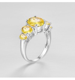 925 Silver Plated Ring Brilliant Oval Cut Citrine Wedding Engagement Ring for Women Size 8 US_10 Yellow $5.39 Rings