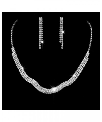 Exquisite Bridal Diamond Jewelry Set, Wedding 2 Piece Pearl Necklace Earrings Party Set Accessories, 925 Bridesmaid Zircon Ea...