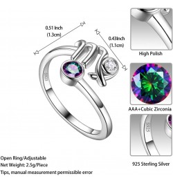 Adjustable Zodiac Sign Ring 925 Sterling Silver Fine Jewelry Gifts Rainbow Mystic Topaz Zirconia 12 Constellation Ring Astrol...