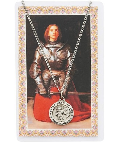 Round St. Joan of Arc Medal with Saint Story Card $13.19 Necklaces