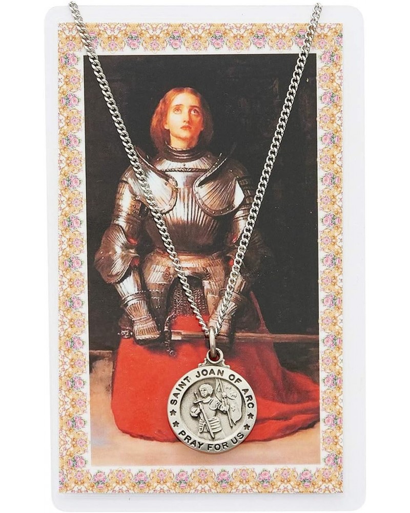 Round St. Joan of Arc Medal with Saint Story Card $13.19 Necklaces