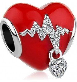 Heart Heartbeat Charms for Bracelets Red Enamel Womens Valentines Day Birthday Gifts Compatible with Pandora Bracelets $7.61 ...