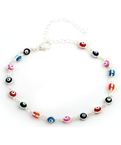 Multicolor Beads Evil Eyes Ankle Barefoot Link Chain Bracelet for Women Girls Beach Sandal Turkish Jewelry silver $6.08 Anklets