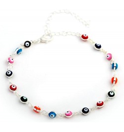 Multicolor Beads Evil Eyes Ankle Barefoot Link Chain Bracelet for Women Girls Beach Sandal Turkish Jewelry silver $6.08 Anklets