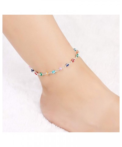 Multicolor Beads Evil Eyes Ankle Barefoot Link Chain Bracelet for Women Girls Beach Sandal Turkish Jewelry silver $6.08 Anklets