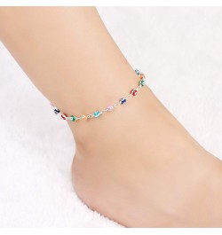 Multicolor Beads Evil Eyes Ankle Barefoot Link Chain Bracelet for Women Girls Beach Sandal Turkish Jewelry silver $6.08 Anklets