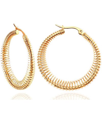 Gold Hoop Earrings For Women 14K Gold Plated Braided Filigree Chunky Hoop Earrings For Women Hypoallergenic Dangle Earrings T...