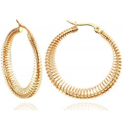 Gold Hoop Earrings For Women 14K Gold Plated Braided Filigree Chunky Hoop Earrings For Women Hypoallergenic Dangle Earrings T...