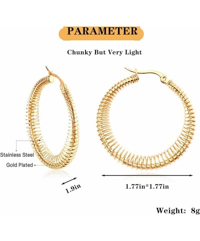 Gold Hoop Earrings For Women 14K Gold Plated Braided Filigree Chunky Hoop Earrings For Women Hypoallergenic Dangle Earrings T...