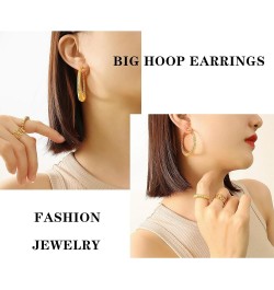 Gold Hoop Earrings For Women 14K Gold Plated Braided Filigree Chunky Hoop Earrings For Women Hypoallergenic Dangle Earrings T...