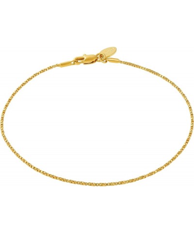 Twisted Box Chain Anklet for Women and Men 24k Real Gold Plated Gold 10.0 Inches $12.48 Anklets