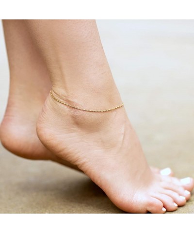 Twisted Box Chain Anklet for Women and Men 24k Real Gold Plated Gold 10.0 Inches $12.48 Anklets