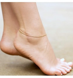 Twisted Box Chain Anklet for Women and Men 24k Real Gold Plated Gold 10.0 Inches $12.48 Anklets