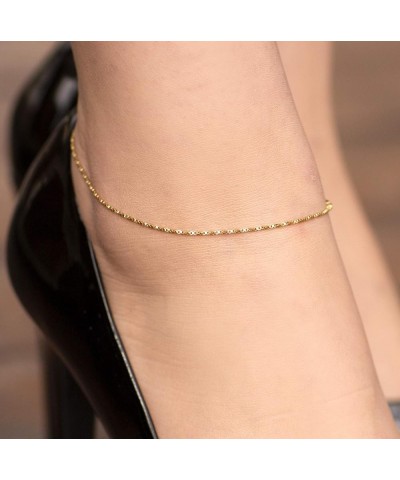 Twisted Box Chain Anklet for Women and Men 24k Real Gold Plated Gold 10.0 Inches $12.48 Anklets