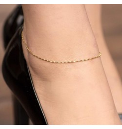 Twisted Box Chain Anklet for Women and Men 24k Real Gold Plated Gold 10.0 Inches $12.48 Anklets