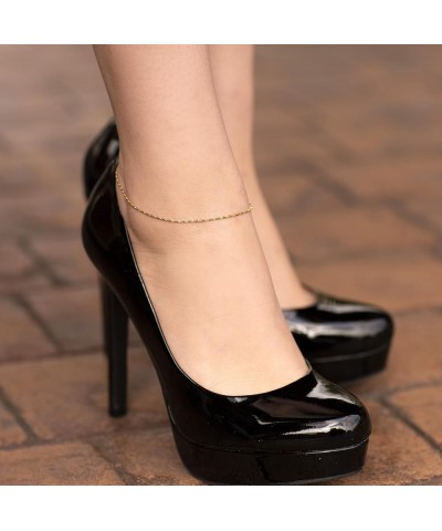 Twisted Box Chain Anklet for Women and Men 24k Real Gold Plated Gold 10.0 Inches $12.48 Anklets