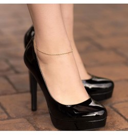 Twisted Box Chain Anklet for Women and Men 24k Real Gold Plated Gold 10.0 Inches $12.48 Anklets