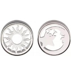 316L Stainless Steel Mismatched Cut Out Sun and Moon and Star Double Flared Plugs, Sold As Pair 6mm (2GA) $11.77 Body Jewelry