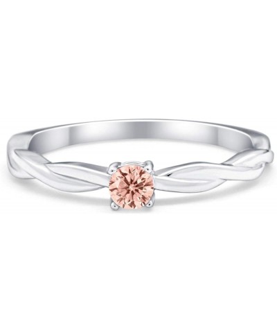 Infinity Shank Petite Dainty Wedding Engagemnet Ring Round Simulated Cubic Zirconia 925 Sterling Silver Simulated Morganite C...