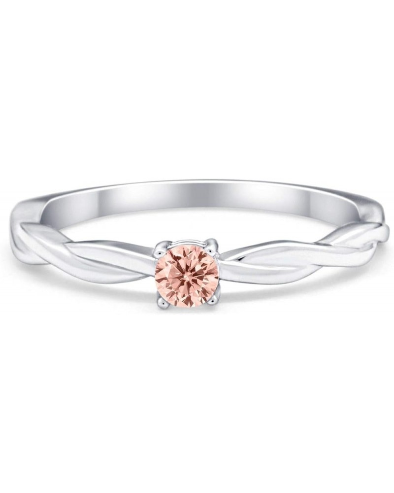 Infinity Shank Petite Dainty Wedding Engagemnet Ring Round Simulated Cubic Zirconia 925 Sterling Silver Simulated Morganite C...