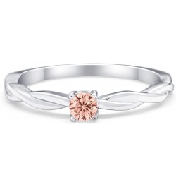 Infinity Shank Petite Dainty Wedding Engagemnet Ring Round Simulated Cubic Zirconia 925 Sterling Silver Simulated Morganite C...