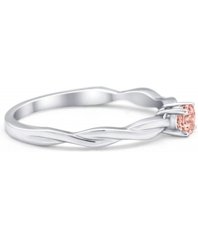 Infinity Shank Petite Dainty Wedding Engagemnet Ring Round Simulated Cubic Zirconia 925 Sterling Silver Simulated Morganite C...