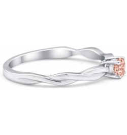 Infinity Shank Petite Dainty Wedding Engagemnet Ring Round Simulated Cubic Zirconia 925 Sterling Silver Simulated Morganite C...