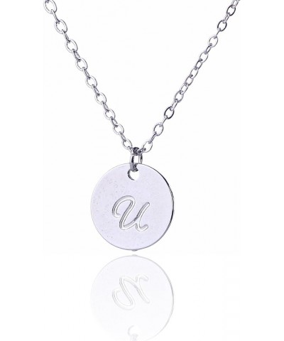 Personalized Birthstone Initial A Necklace Engraved Disc Danity Pendant Necklaces Silver U $8.79 Necklaces