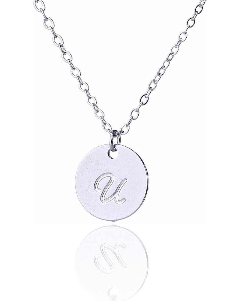 Personalized Birthstone Initial A Necklace Engraved Disc Danity Pendant Necklaces Silver U $8.79 Necklaces