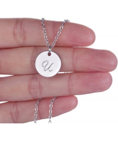 Personalized Birthstone Initial A Necklace Engraved Disc Danity Pendant Necklaces Silver U $8.79 Necklaces