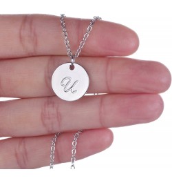 Personalized Birthstone Initial A Necklace Engraved Disc Danity Pendant Necklaces Silver U $8.79 Necklaces