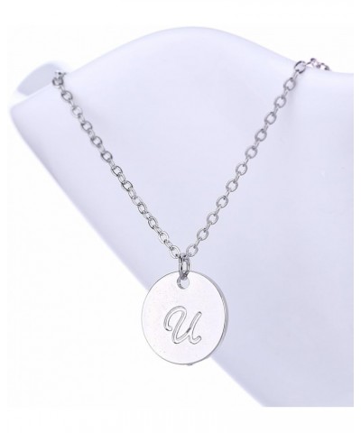 Personalized Birthstone Initial A Necklace Engraved Disc Danity Pendant Necklaces Silver U $8.79 Necklaces