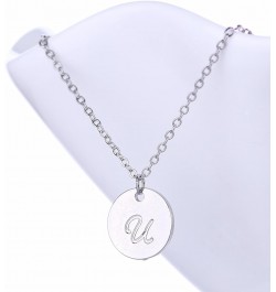 Personalized Birthstone Initial A Necklace Engraved Disc Danity Pendant Necklaces Silver U $8.79 Necklaces