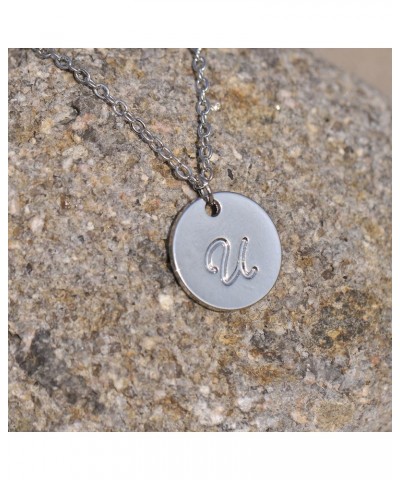 Personalized Birthstone Initial A Necklace Engraved Disc Danity Pendant Necklaces Silver U $8.79 Necklaces