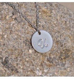 Personalized Birthstone Initial A Necklace Engraved Disc Danity Pendant Necklaces Silver U $8.79 Necklaces