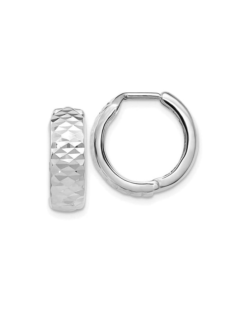 Small 14K Gold Huggie Hinged Hoop Earrings (5mm Wide) White Gold Diamond Cut 13mm $51.13 Earrings