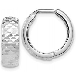 Small 14K Gold Huggie Hinged Hoop Earrings (5mm Wide) White Gold Diamond Cut 13mm $51.13 Earrings